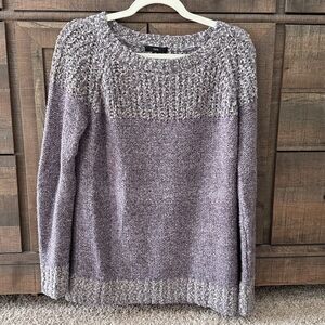 Fate Heathered Knit Sweater in Gray and Lavender